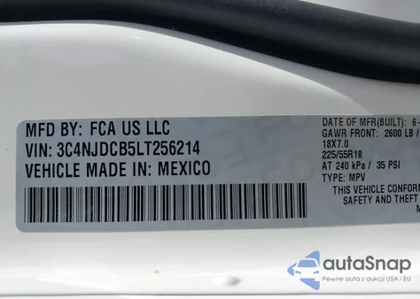 2020 Jeep Compass Limited 4X4 из США, поврежденный, VIN 3C4NJDCB5LT256214